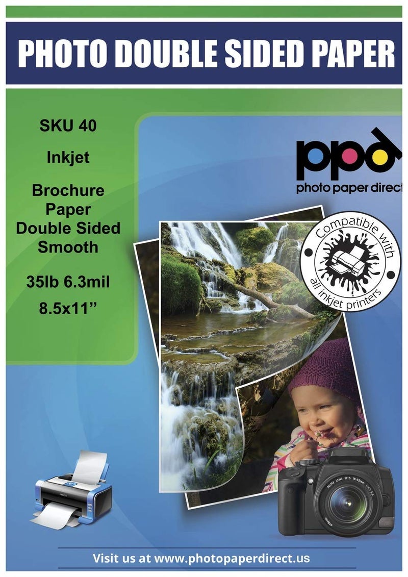 PPD 100 Sheets Inkjet Matte Brochure and Presentation Paper 8.5x11 35lbs 130gsm High Resolution Double Sided Instant Dry and Water-Resistant (PPD-40-100) - Image 1